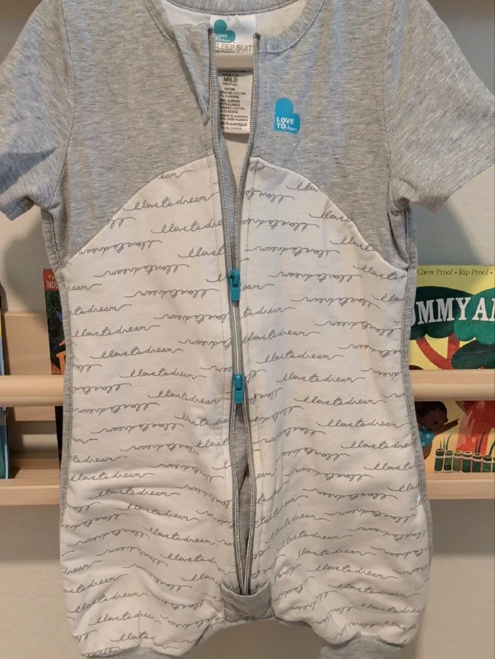 Love to dream Grey & White Short Sleeve Footed One-Piece